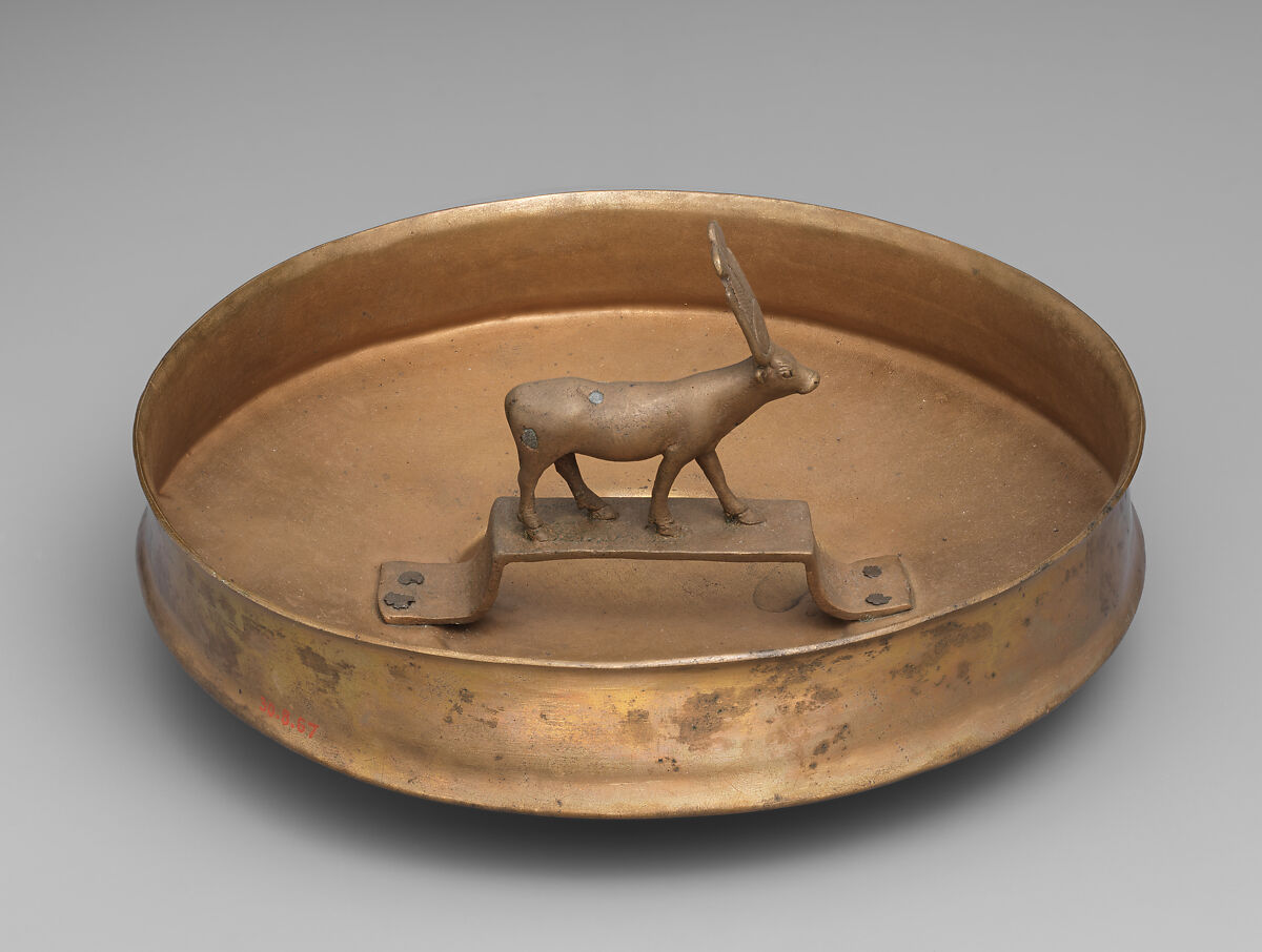 Bowl with a Hathor cow, Bronze