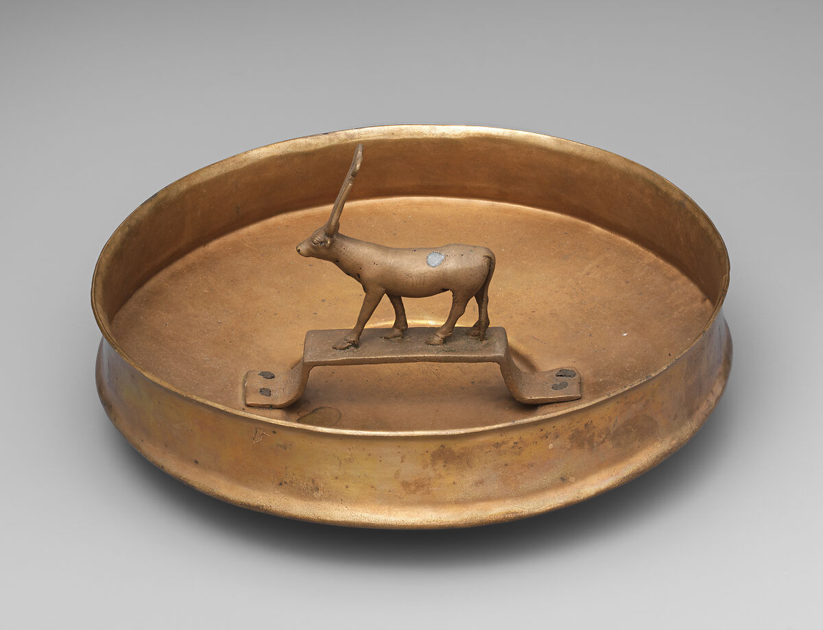 Bowl with a Hathor cow, Bronze