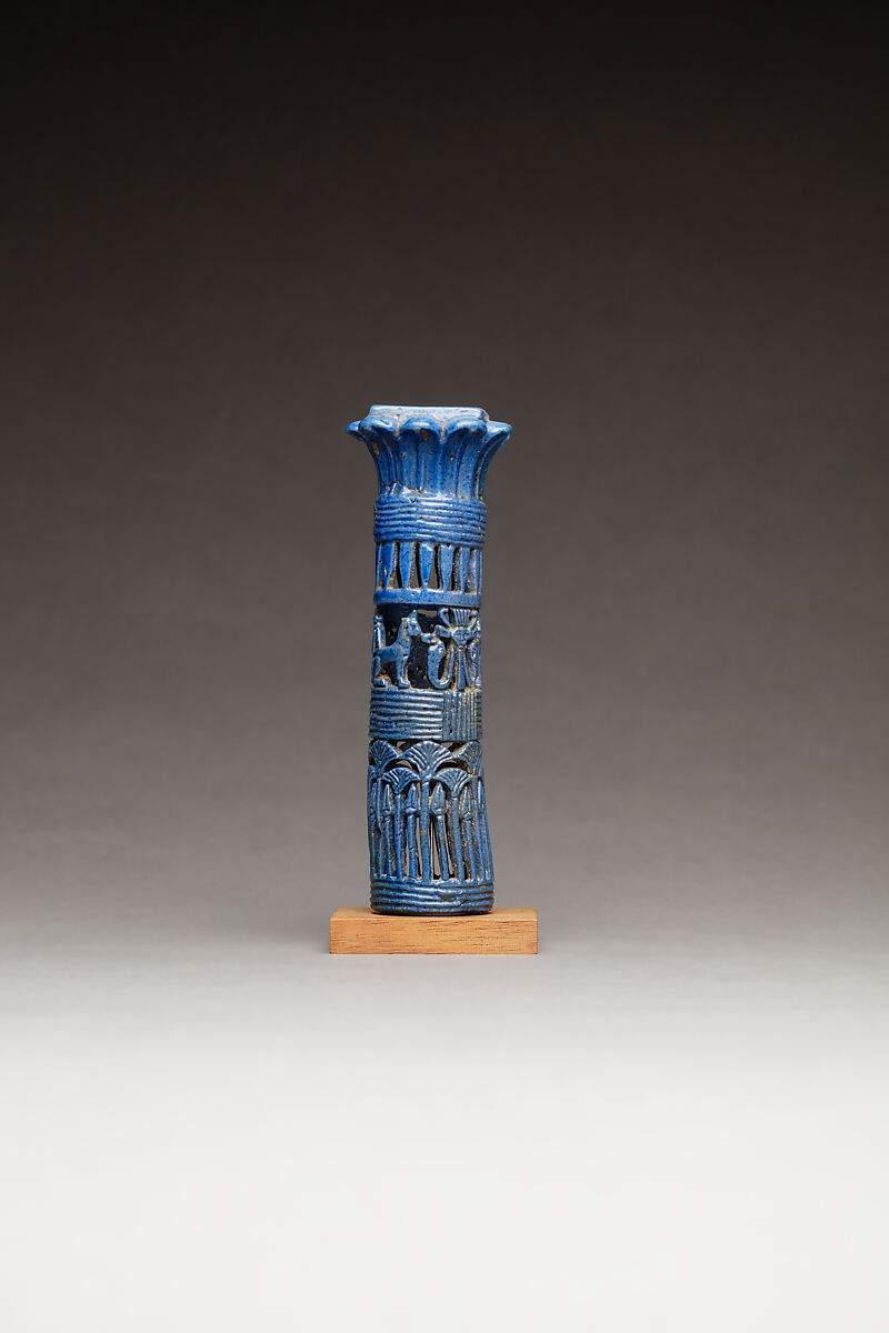 Kohl Tube Holder in the Form of a Papyrus Column, Faience 