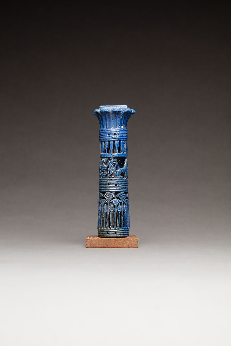 Kohl Tube Holder in the Form of a Papyrus Column, Faience