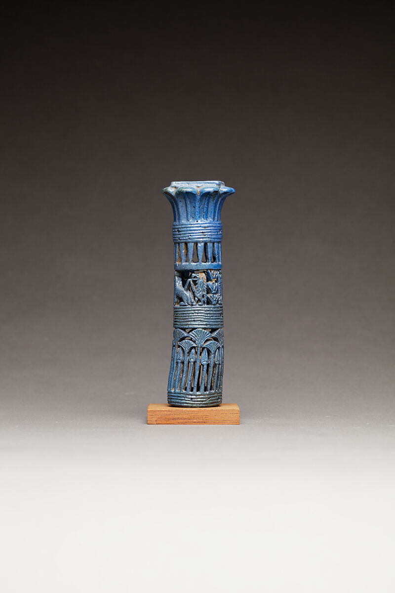Kohl Tube Holder in the Form of a Papyrus Column, Faience