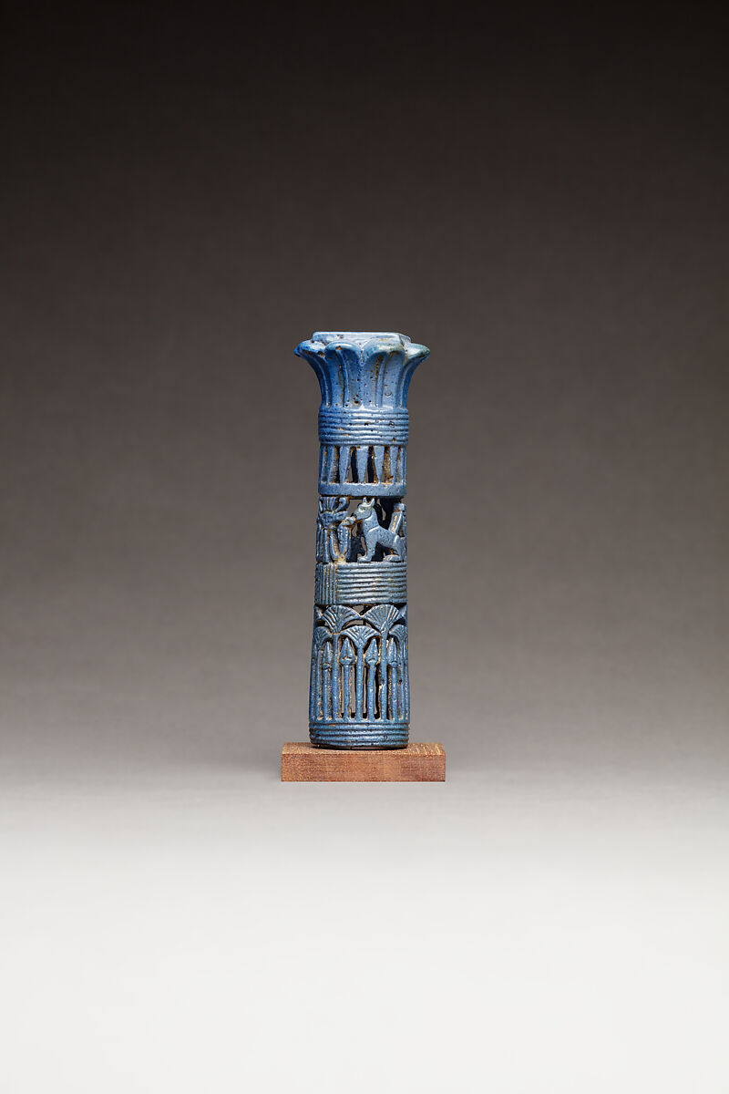Kohl Tube Holder in the Form of a Papyrus Column, Faience