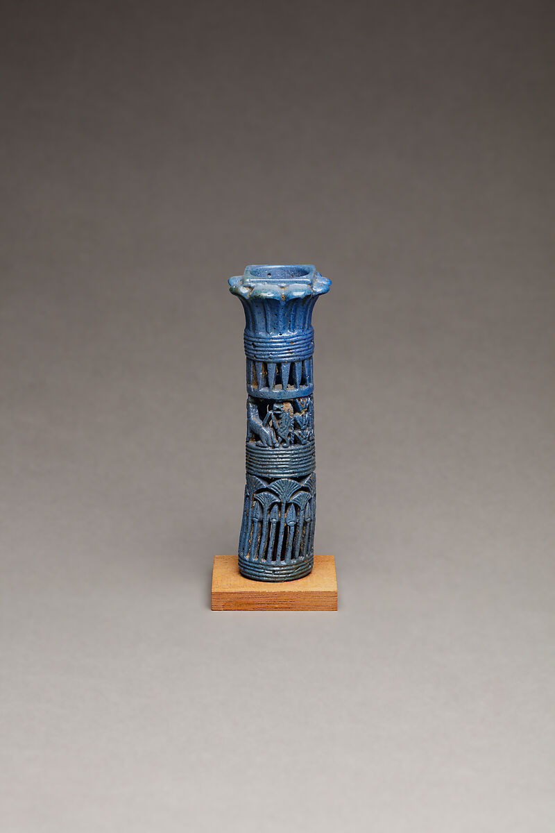 Kohl Tube Holder in the Form of a Papyrus Column, Faience