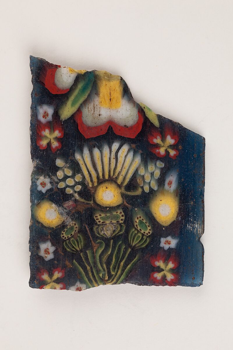 Floral plaque, Glass