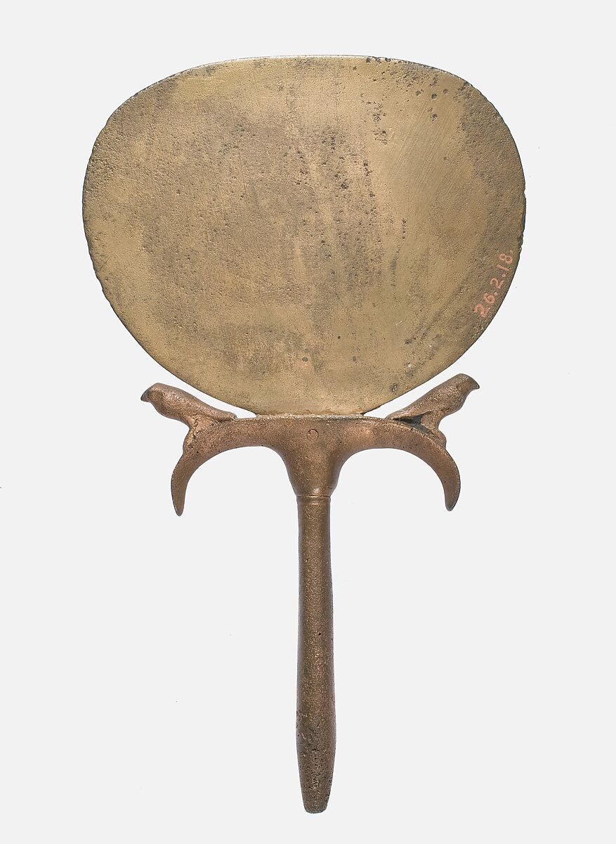 Mirror with Two Falcons on the Handle, Bronze or copper alloy