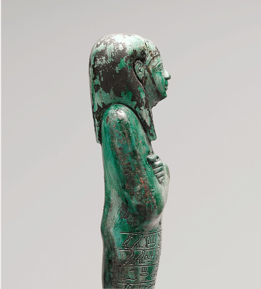 Shabti of Seniu, Glazed steatite, paint
