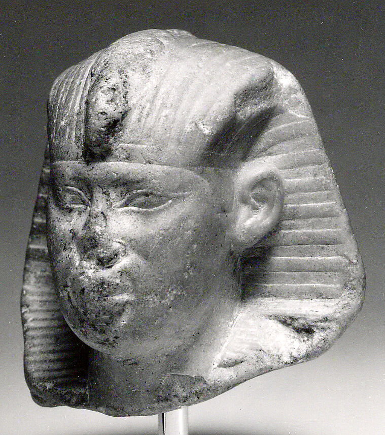 Head of king Amasis from a sphinx, Greenish limestone
