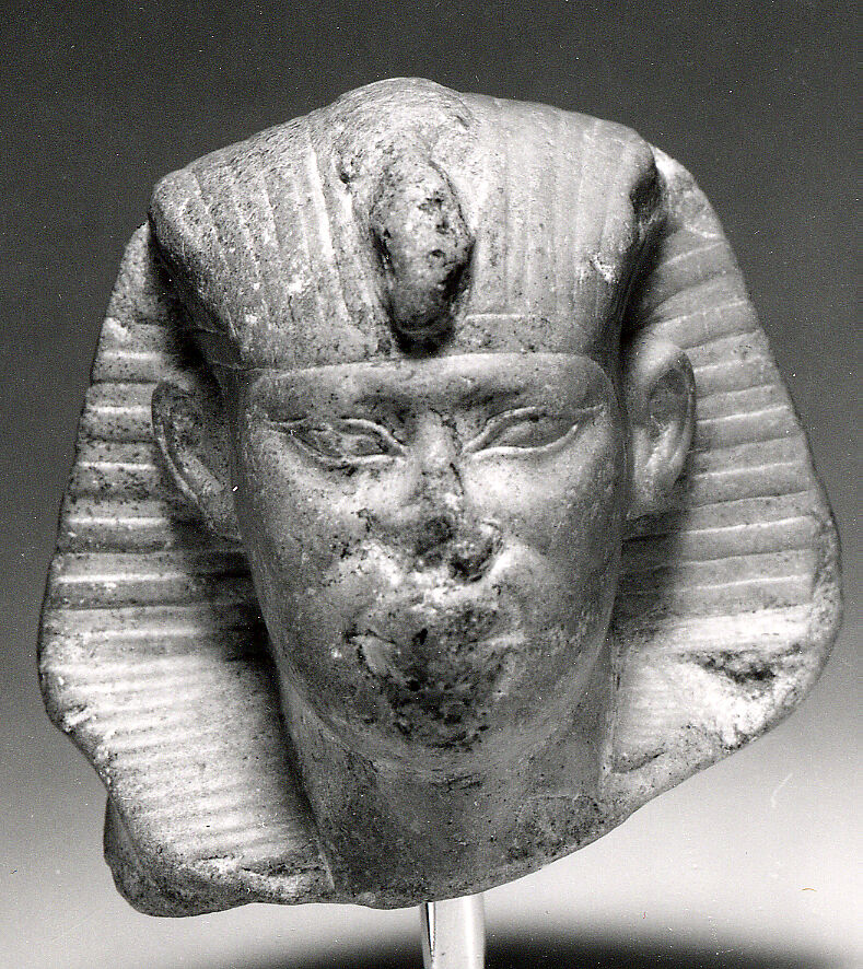 Head of king Amasis from a sphinx, Greenish limestone