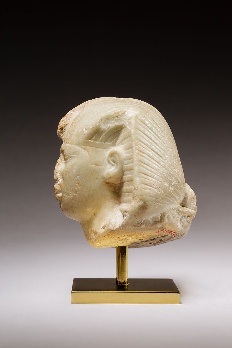 Head of king Amasis from a sphinx, Greenish limestone