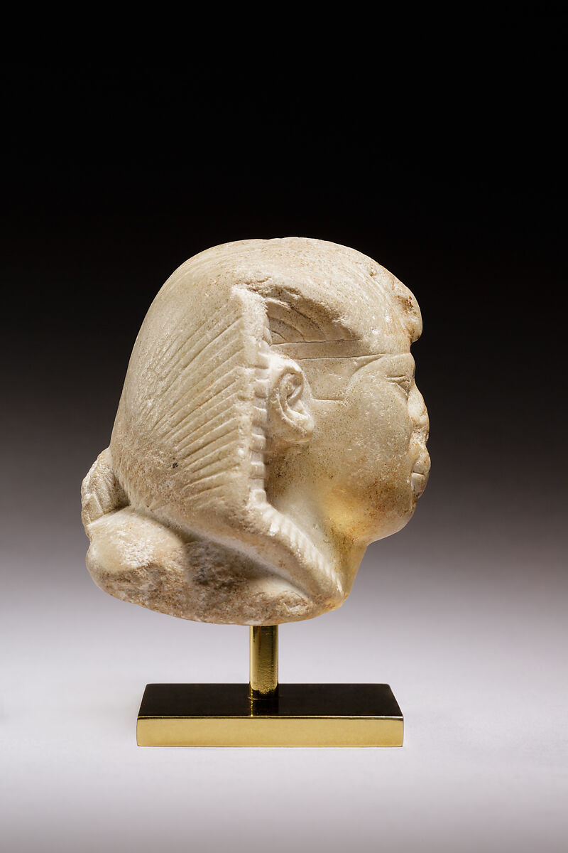 Head of king Amasis from a sphinx, Greenish limestone