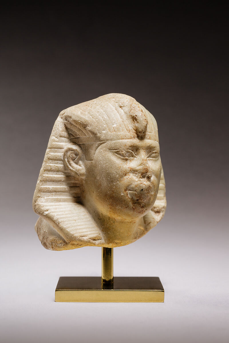 Head of king Amasis from a sphinx, Greenish limestone