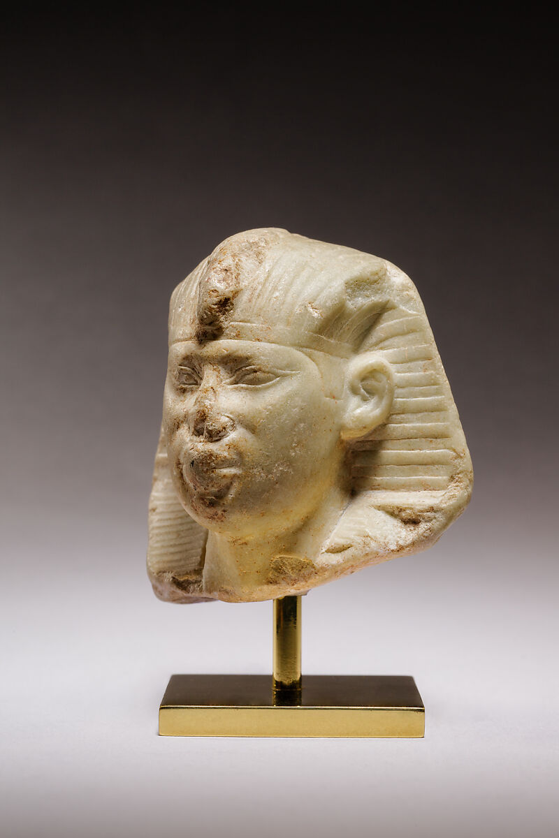 Head of king Amasis from a sphinx, Greenish limestone