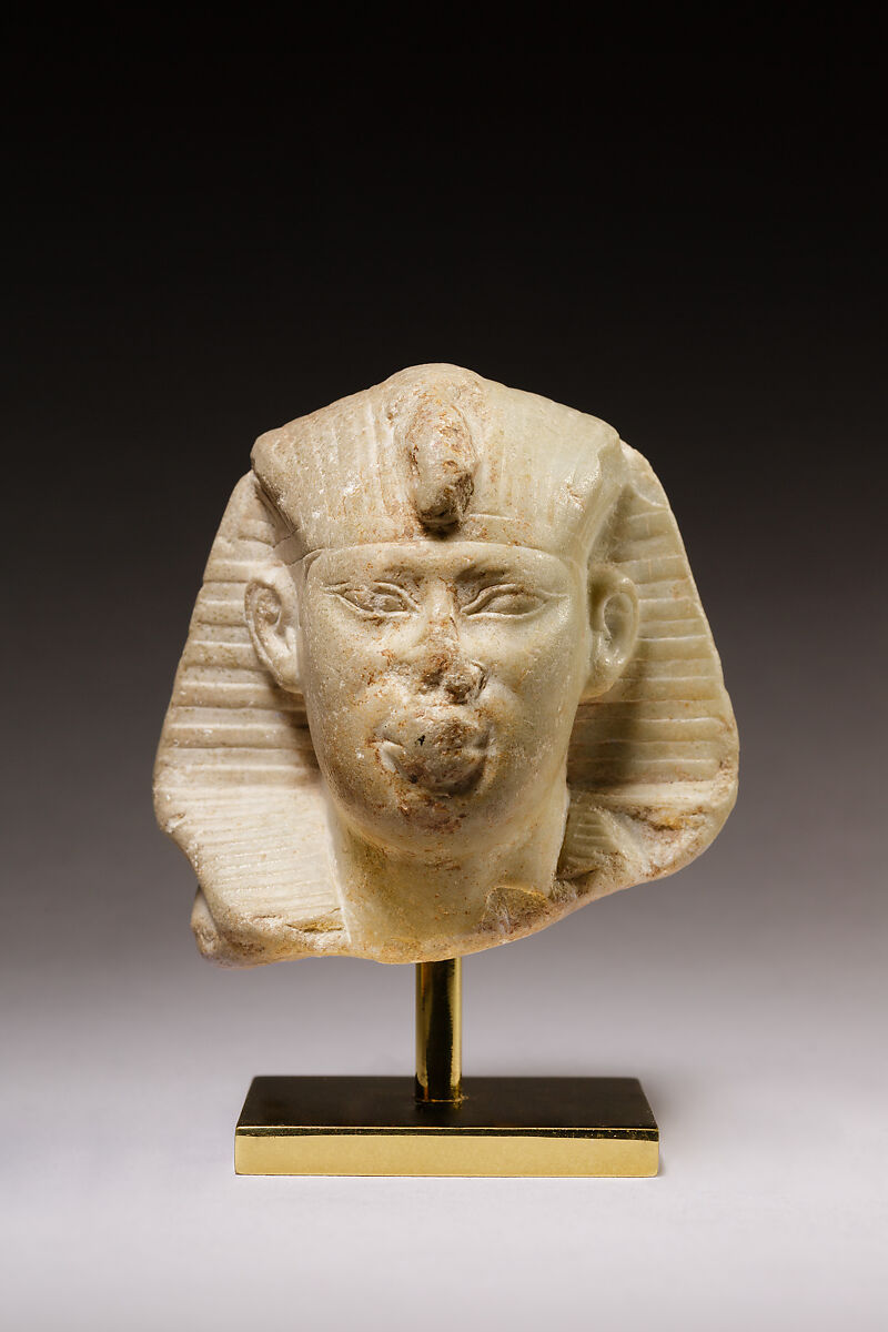 Head of king Amasis from a sphinx, Greenish limestone 