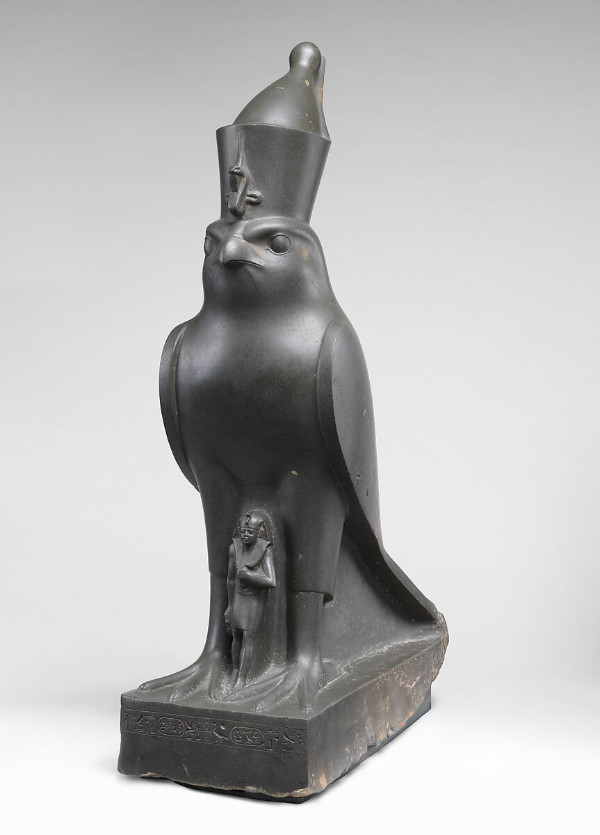 Statue of Horus as a falcon protecting King Nectanebo II, Metagraywacke
