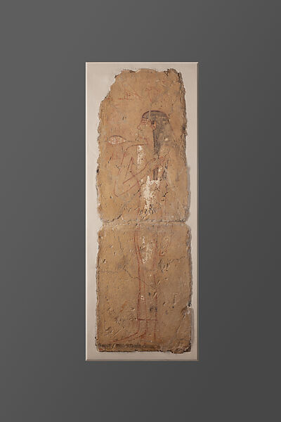 Wall painting with  a standing woman, Mud plaster, paint