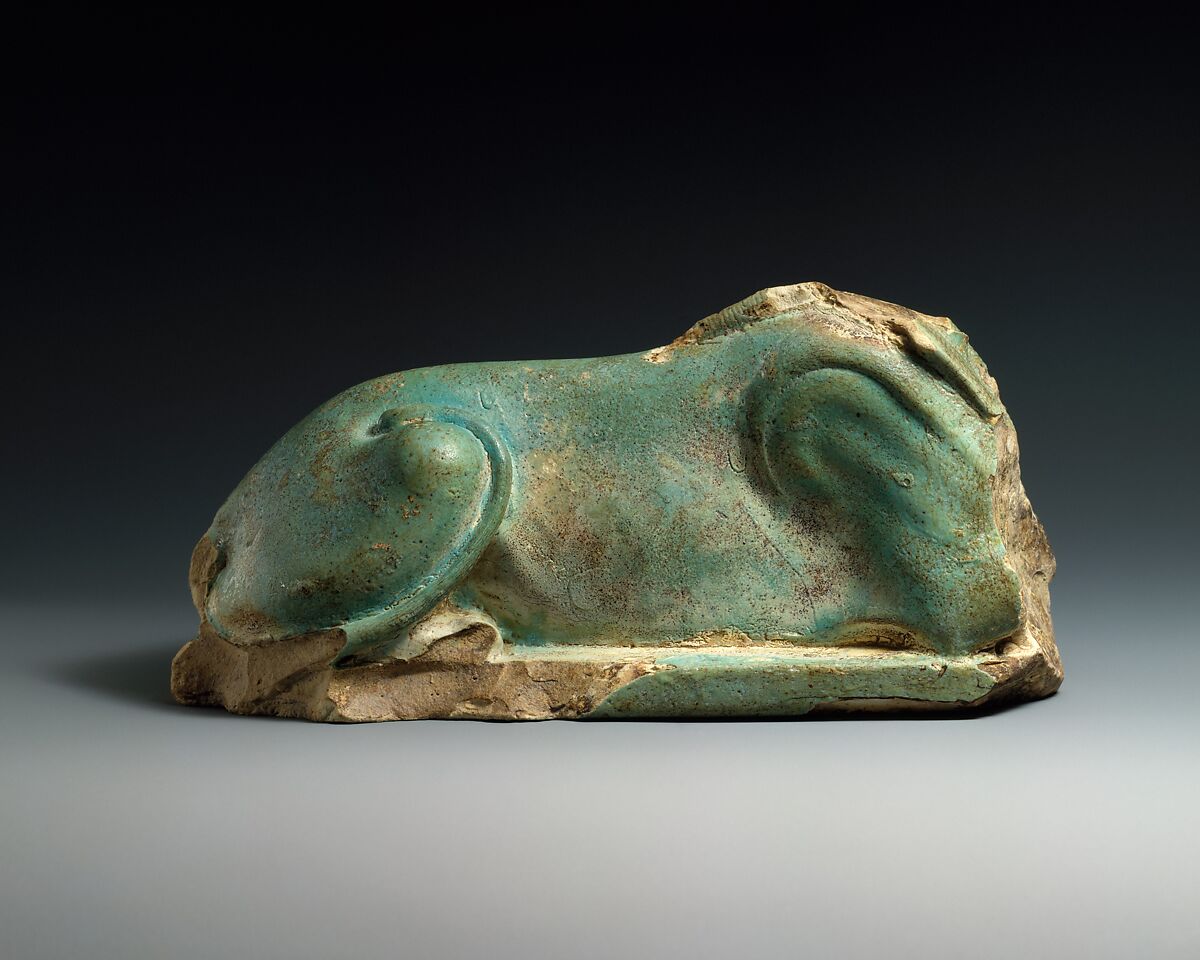 Body of a sphinx, Greenish faience
