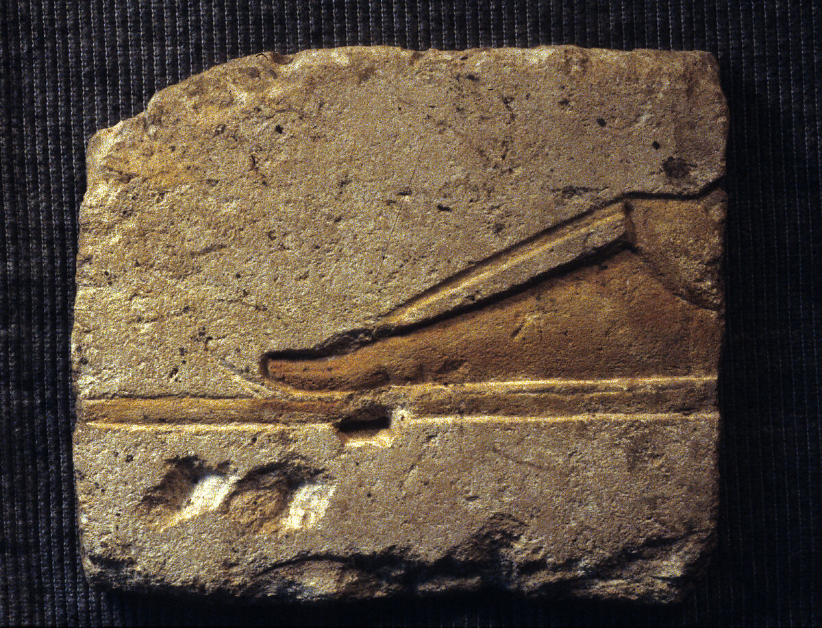 Relief with a royal foot, Limestone, paint (mostly modern) 