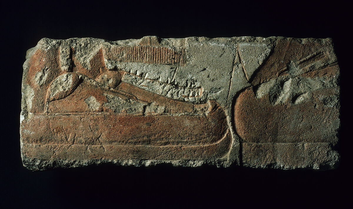 Fragment with royal feet, Limestone, paint (mostly modern) 