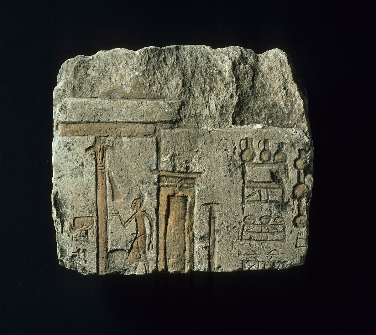 Relief with palace rooms, Limestone, paint (mostly modern) 