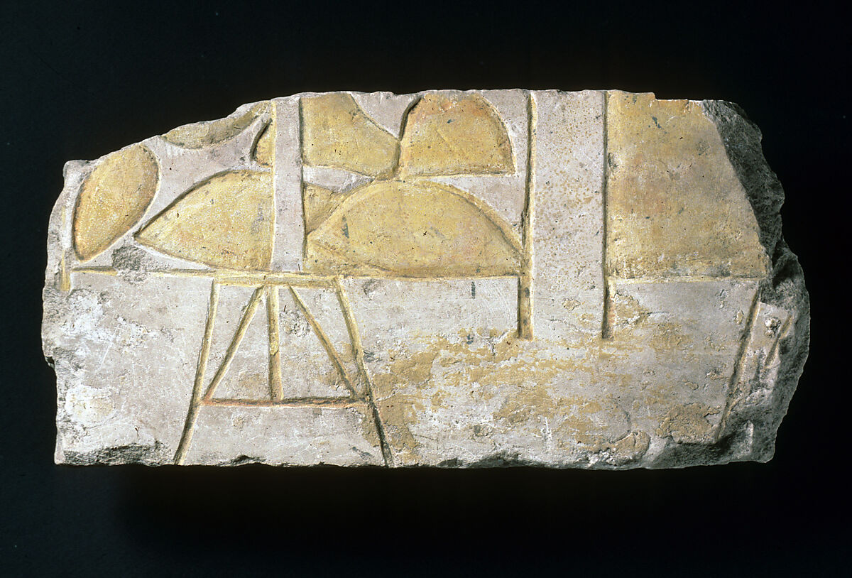 Relief with laden stand, Limestone, paint (mostly modern) 