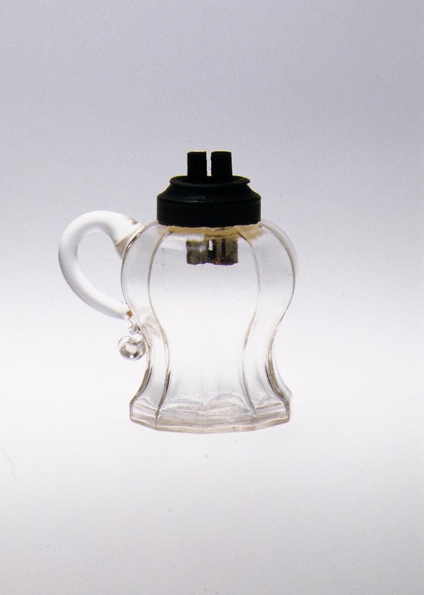 Whale Oil Lamp, Mechanically-blown lead glass 