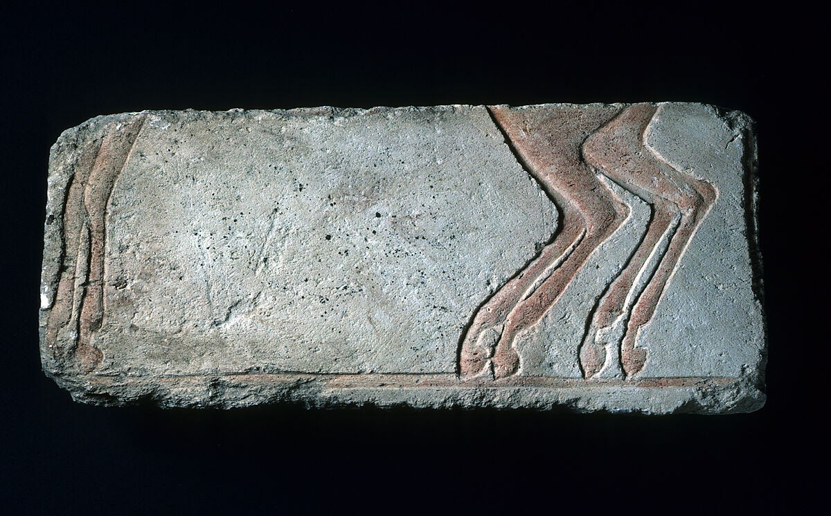 Relief horses' legs, Limestone, paint (mostly modern) 