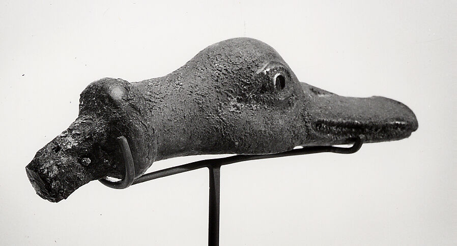 Duck's head with tenon attachment, Bronze or copper alloy