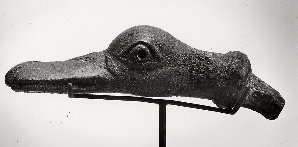 Duck's head with tenon attachment, Bronze or copper alloy