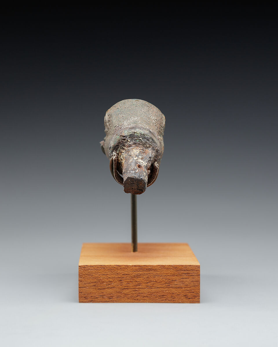 Duck's head with tenon attachment, Bronze or copper alloy
