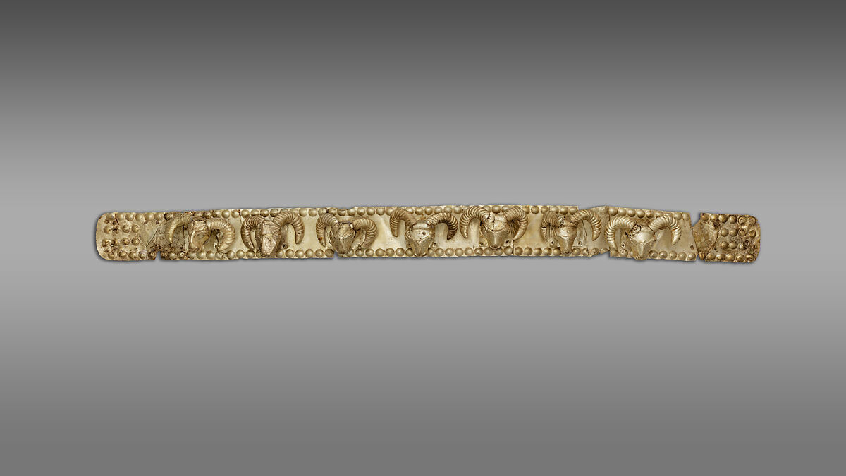 Diadem with attached rams' heads, Gold 