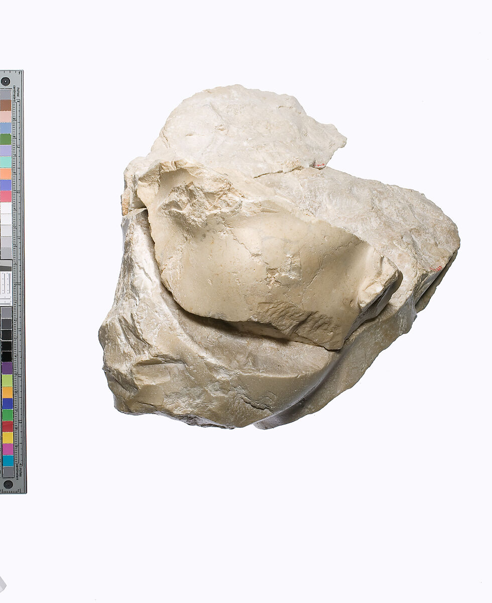 Head of Akhenaten Wearing the Blue Crown, traces of a hieroglyph behind the neck, Indurated limestone