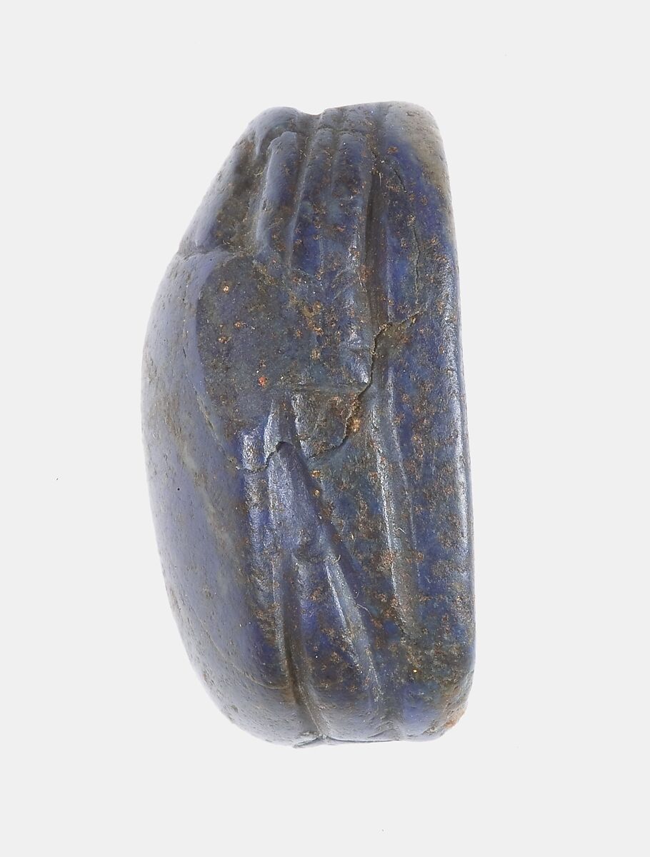 Scarab Inscribed with Nefer in Scroll Border, Lapis lazuli