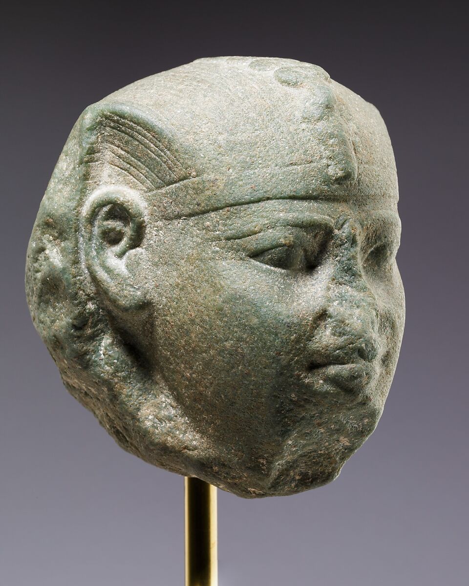 Head of a sphinx, possibly of Amenemhat I, Dolomitic marble