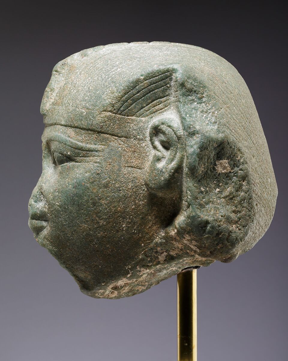 Head of a sphinx, possibly of Amenemhat I, Dolomitic marble
