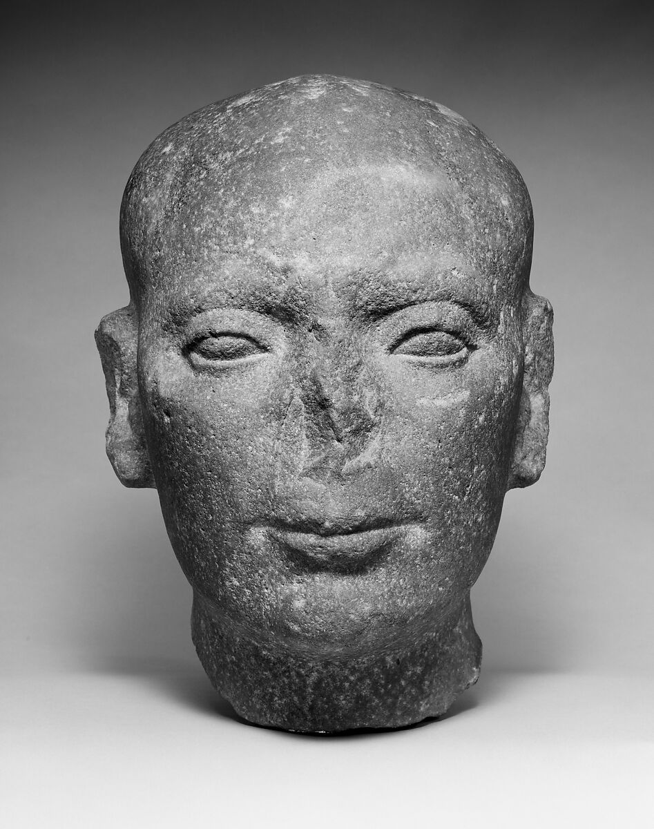 Head from a Large Statue of a Priest or Dignitary, Quartzite