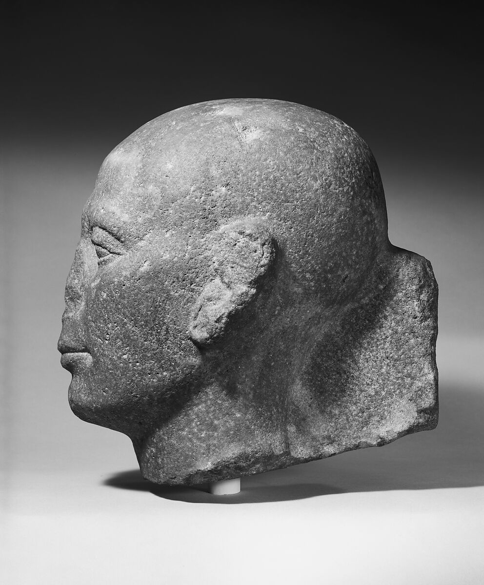 Head from a Large Statue of a Priest or Dignitary, Quartzite
