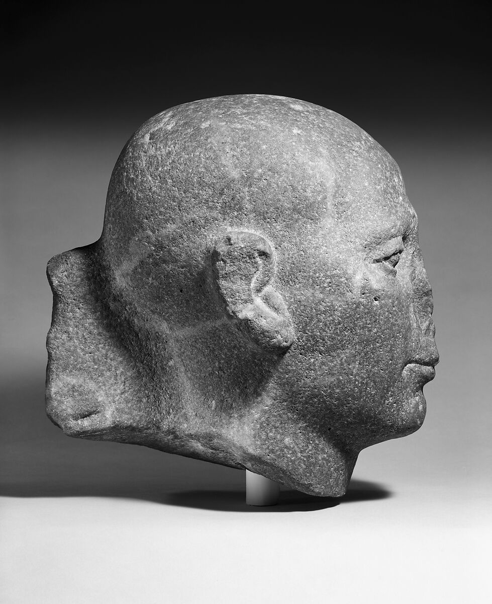 Head from a Large Statue of a Priest or Dignitary, Quartzite