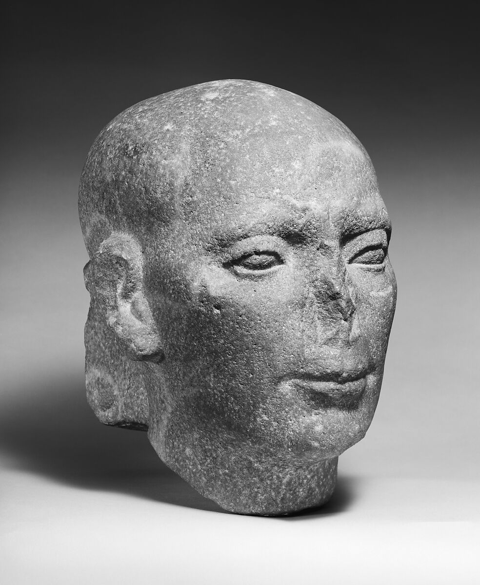 Head from a Large Statue of a Priest or Dignitary, Quartzite 