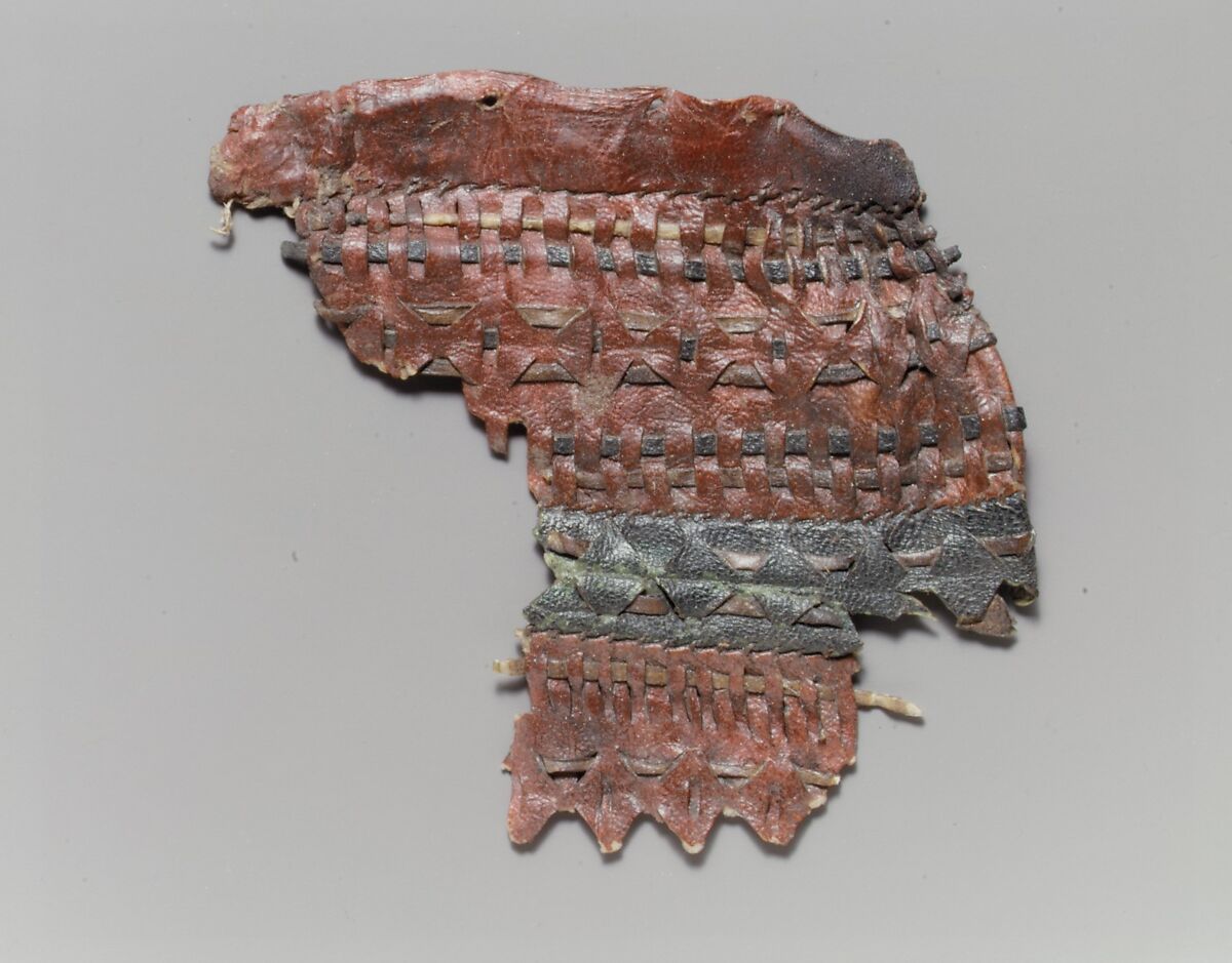 Fragment of a quiver (?), Leather (cattle hide), dye (red madder)