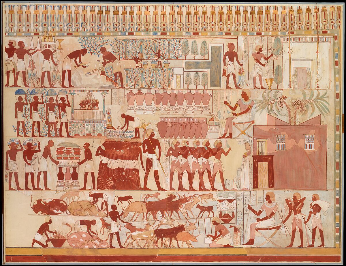 Nebamun Supervising Estate Activities, Tomb of Nebamun, Charles K. Wilkinson ca. 1928–1930, Tempera on paper 