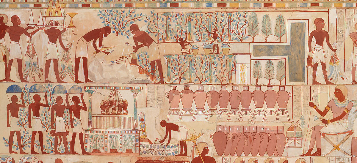 Nebamun Supervising Estate Activities, Tomb of Nebamun, Charles K. Wilkinson ca. 1928–1930, Tempera on paper