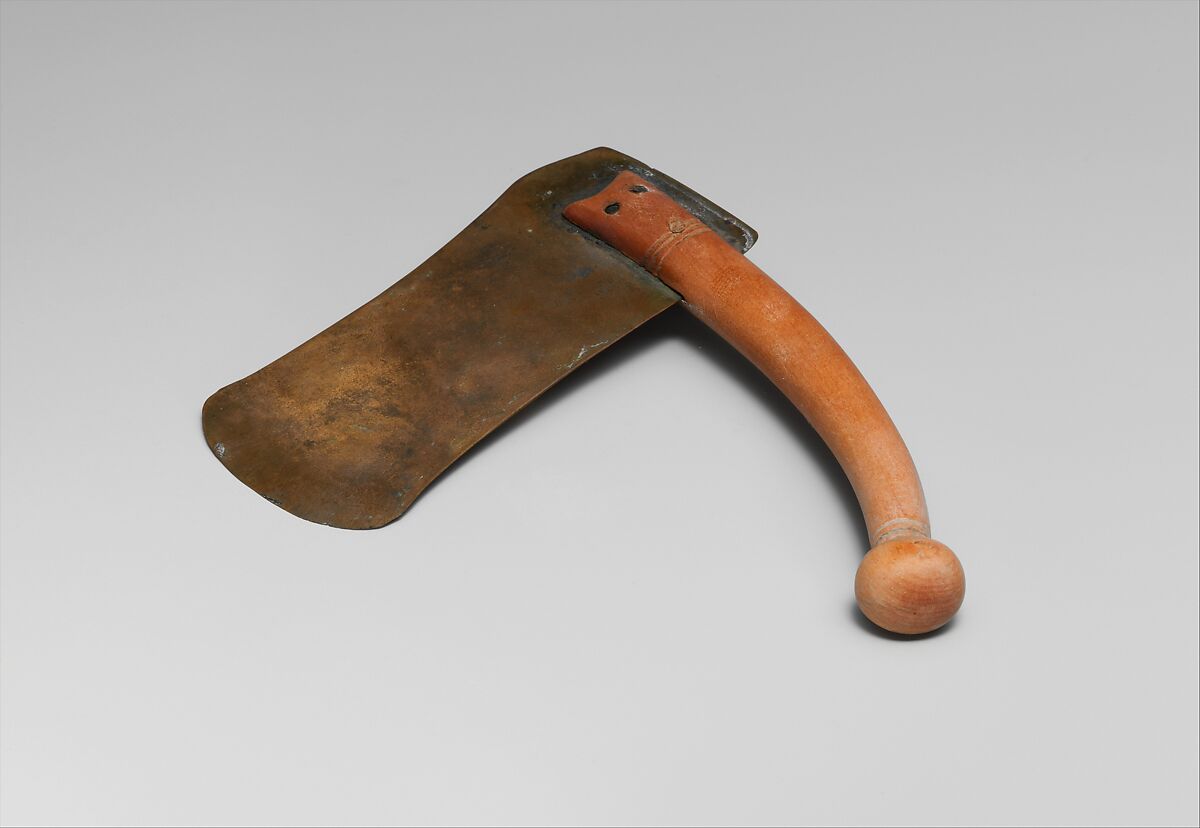 Razor Belonging to Hatnefer, Bronze or copper alloy, boxwood 