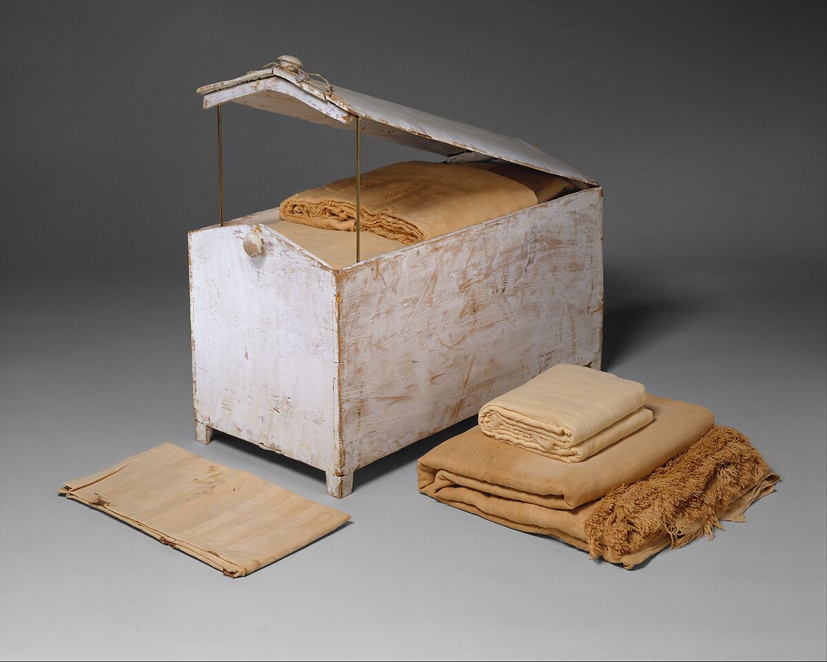 Gable-topped Linen Chest, Wood, gesso