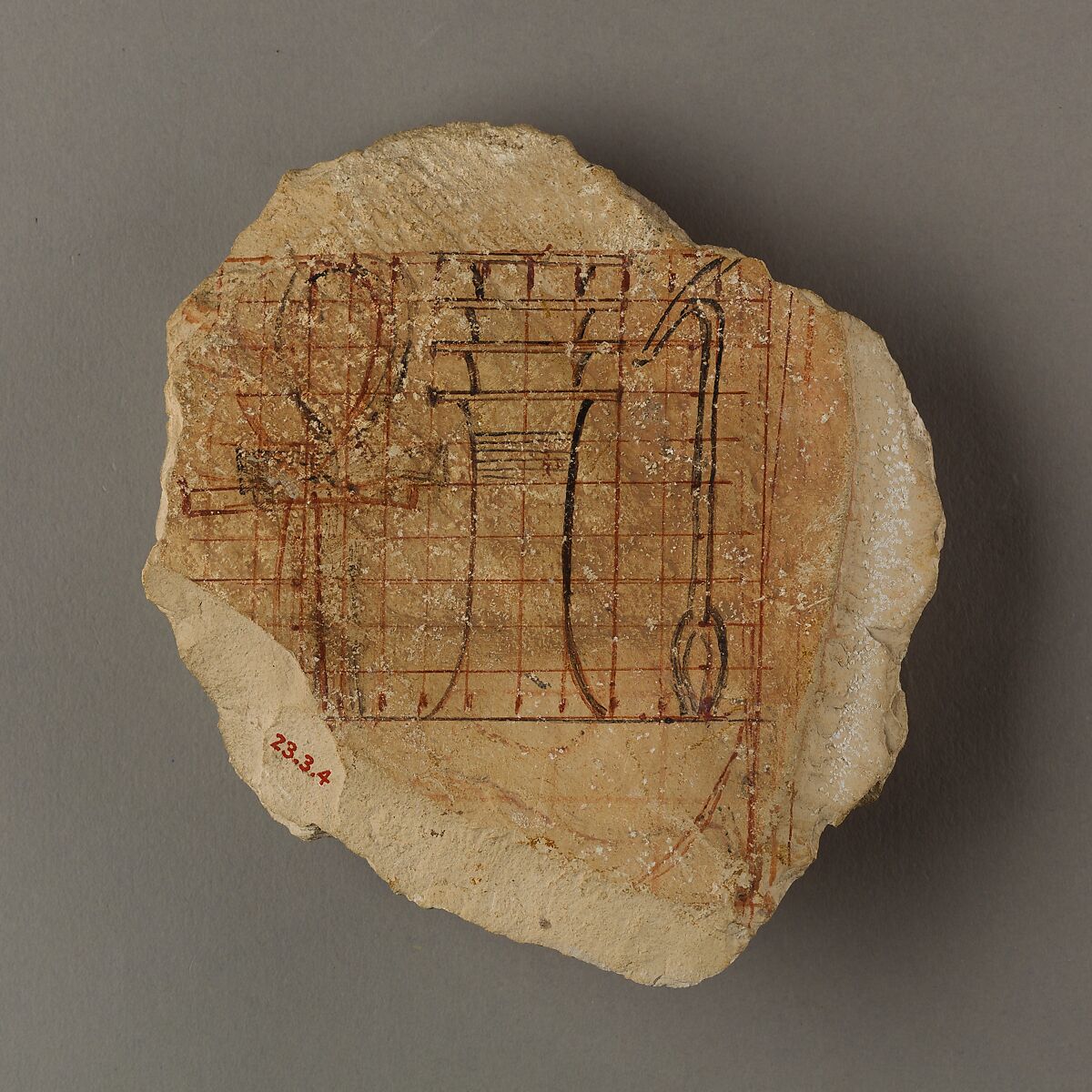 Artist's Scaled Drawing of Hieroglyphs, Limestone, ink