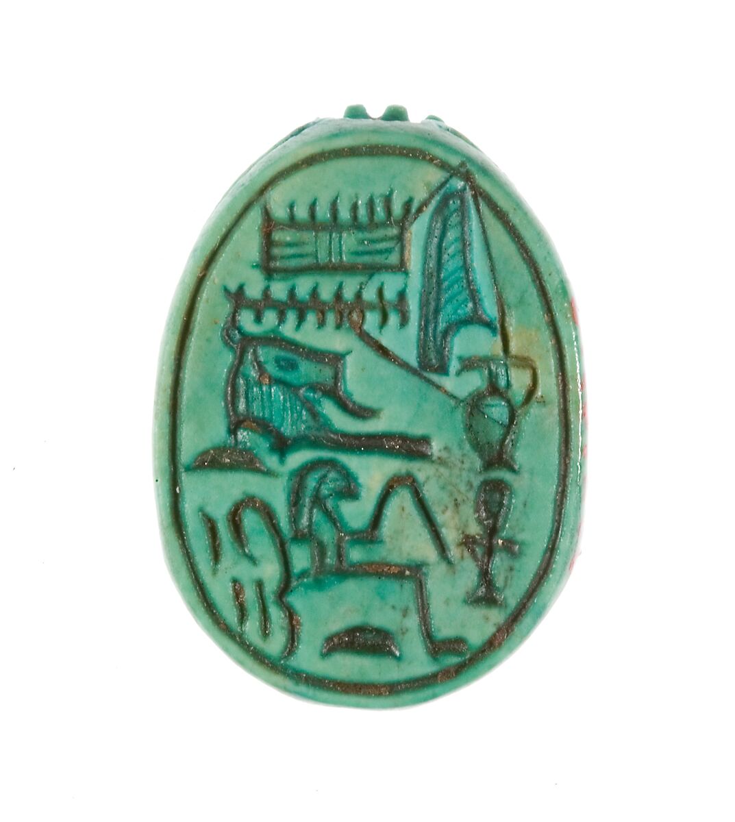 Scarab Inscribed "Hatshepsut, United with Amun", Steatite (glazed) 