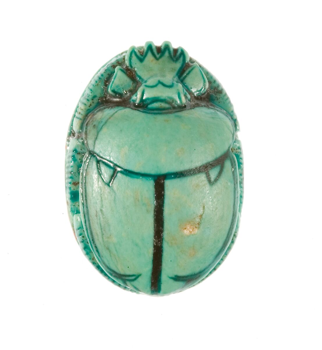 Scarab with Lion-headed Goddess Protecting Maatkare, Steatite (glazed)