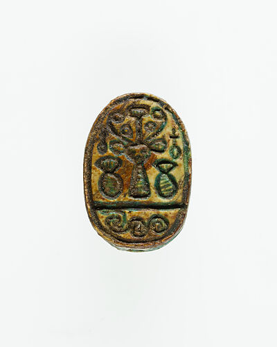 Scarab with Hieroglyphs and Hathor Sistrum