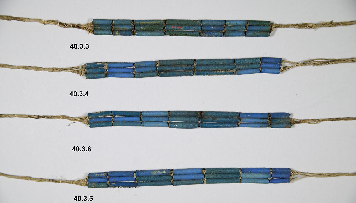 Anklet of Wah, Faience, linen thread