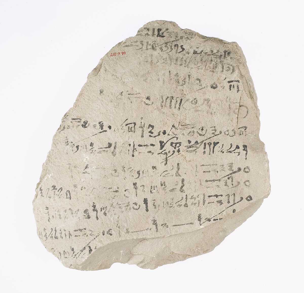 Hieratic ostracon recording the accession of Seti II, Limestone, paint