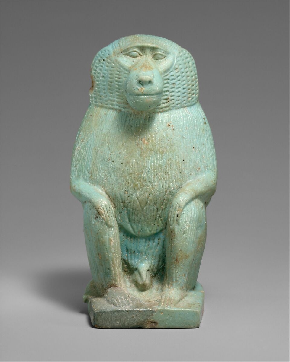 Figure of a Baboon, Faience 